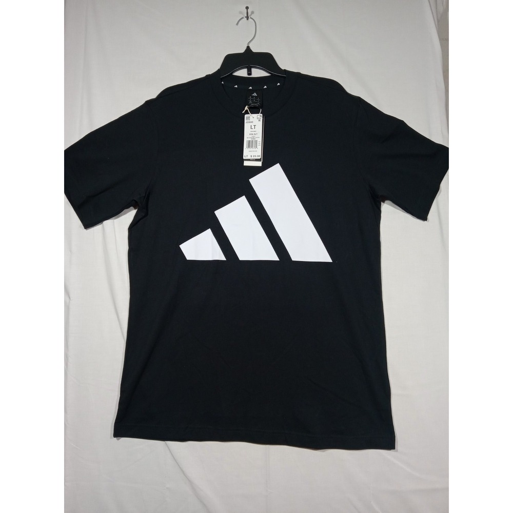 Adidas Men's T-shirt Large Logo Black White LT Tall